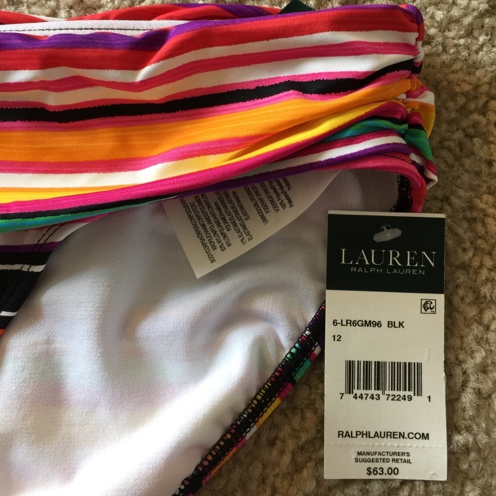 New Ralph Lauren sunset stripes bottom swim bikini red blue yellow Orange 12 - Picture 3 of 5
